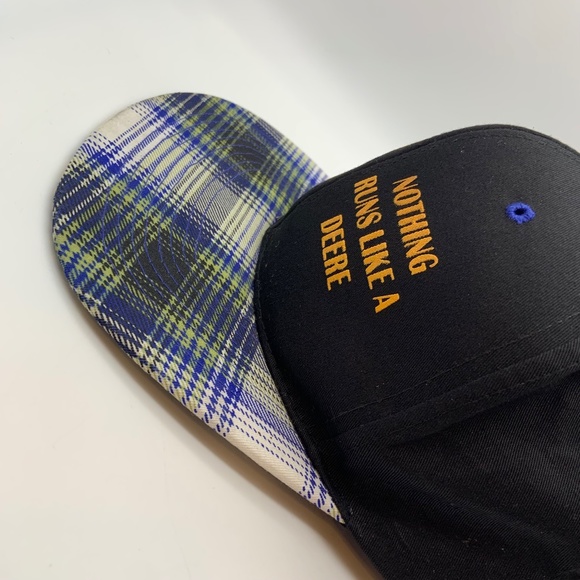 Vintage John Deere 'Nothing Runs Like A Deere' Retro Plaid Snapback Hat - Picture 13 of 16